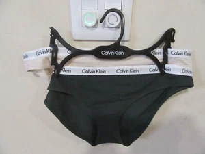 148. CALVIN KLEIN Two 2 Pairs Women's L/G Bikini Panties Beige and Dark Green - Picture 1 of 2