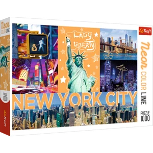 Trefl 1000 Piece Adult Large Neon Colour Line New York City Lights Jigsaw Puzzle - Picture 1 of 2