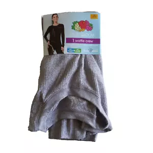 Fruit of the Loom Waffle Crew Thermal Top Shirt Women's Size Large Gray Solid - Picture 1 of 3