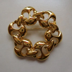 Broche plaqué or bijou fantaisie vintage art design géométrique graphique N4077 - Imagen 1 de 12