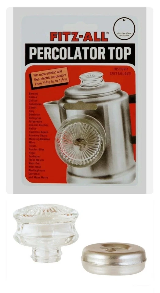 FITZ-ALL Vidrio Repuesto Percolador Superior Transparente Universal Café 13/16" - 1-1/2" Foto 1 de 1