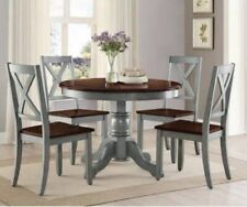 5 Piece Farmhouse Dining Room Furniture Set for 4 Round Kitchen Tables & Chairs