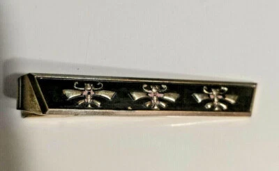 Anson tie clasp-Gold with black field/Egyptian hieroglyphs-men's accessory Foto 1 de 4