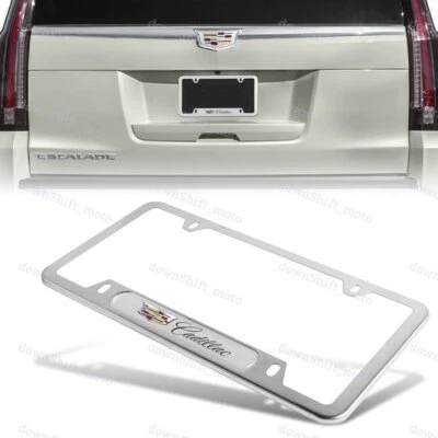 1PCS For CADILLAC Silver Metal Stainless Steel License Plate Frame NEW - Image 1 of 4