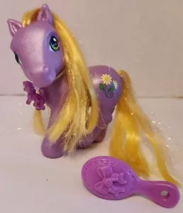 2002 My Little Pony DaisyJo Purple Yellow Tinsel Hair Daisy Jo w/charm G3 k - Picture 1 of 3