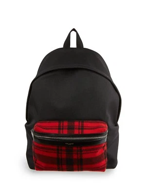 MOCHILA/BOLSO DE CAZA 100% AUTÉNTICO NUEVO PARA HOMBRE YVES SAINT LAURENT BOLSILLO A CUADROS LONA Foto 1 de 4