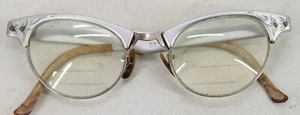 Vintage Art craft Aluminum Women's Cat Eye Ab Crystal Eyeglasses 12k GOLD FILLED - Picture 1 of 7