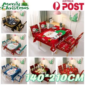 Christmas Tablecloth Chair Cover Table Rectangle Cover Xmas Party Table Cover AU - Picture 1 of 23