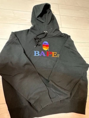 A Bathing Ape Hoodie M Black Cotton Colorful Logo Embroidery Mint - Image 1 of 4