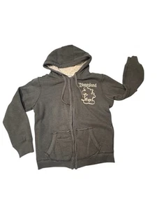 Mickey Mouse Hoodie Size M Gray & Sherpa Disneyland Full Zip Hooded Sweatshirt - Picture 1 of 14