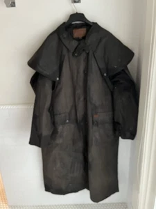 Outback Low Rider Duster Coat Mens XL Army Brown Green Camo Oilskin Waterproof - Picture 1 of 10
