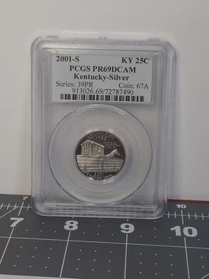  2001-s  Washington State Quarter Kentucky Silver Pcgs Pr69dcam  - Image 1 of 4