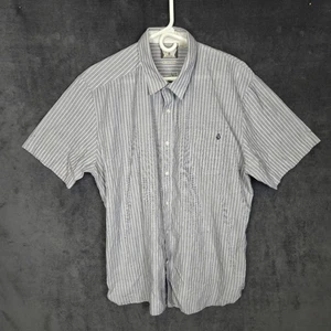 Volcom Shirt Men XL Gray White Stripe Short Sleeve Button Up Casual Surf Skat - Picture 1 of 9