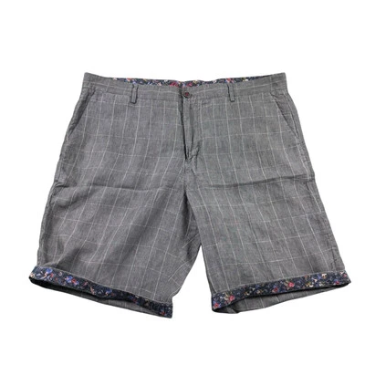 Corto Robert Graham Gris Melange Cuadros Lino Puro Para Hombre Talla 40 Foto 1 de 4