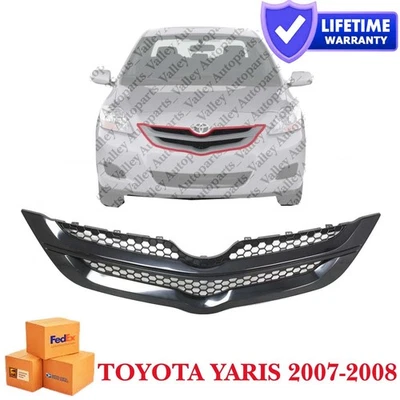 Black Sedan New Front Fits 2007-2008 Toyota Yaris Bumper Upper Grille TO1200294 Foto 1 de 4