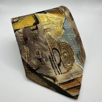 ERMENEGILDO ZEGNA Men's Tie Silk ITALY Geometric Artistic Special Edition. D2 - Image 1 of 2