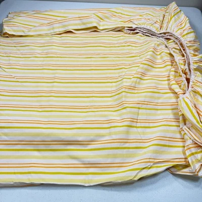 Sábana bajera vintage Springmaid king naranja rayas amarillas y2k años 90 80 1490-21 Foto 1 de 4