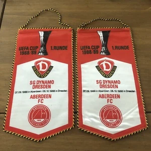 sg dynamo dresden x Aberdeen FC Uefa Cup 1988 Wimpel 🟡⚫️🟡Pennant/Fanion (1x) - Picture 1 of 3