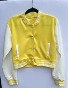 Varsity Jacket Women’s Size L Yellow Long Sleeved  Casual Cover Up Baseball - Picture 1 of 7