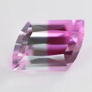 19.1ct Recrystallized Bi-Color Pink/White Sapphire Baguette 20x12 Lab Grown  - Picture 1 of 4