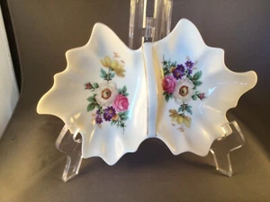 ANTIKE MITTERTEICH PORZELLAN GETEILT NUSS SCHALE GRIFF FLORAL GERMANY 6116 23  - Bild 1 von 9