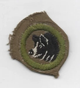Hog & Pork Production Merit Badge, Type C Tan Narrow Crimped (1938-46), Lt-Used - Picture 1 of 1