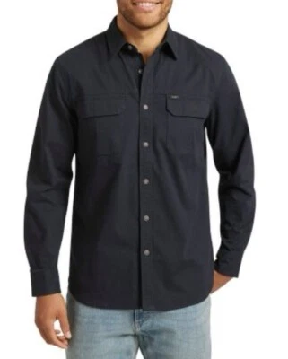 Lee 男式帆布实用衬衫长袖中号黑色新品 — 第 1/4 张图片