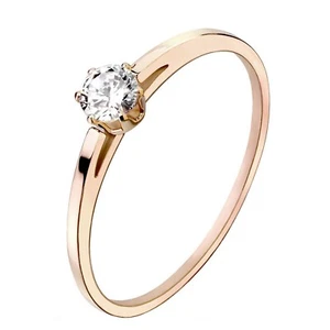 Minimalist Solitaire Ring Rose Gold PVD Plate Surgical Stainless Steel Promise - Picture 1 of 5