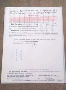 SAN FRANCISCO GIANTS BASEBALL CONTRACT - BOB GARIBALDI - SIGNED CHARLES FEENEY - Picture 1 of 3