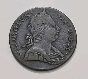 1770  British Half Cent  Colonial American Coin KING George (KM.#601) - Picture 1 of 3