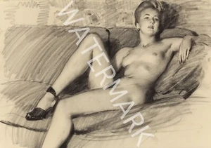 Reclining Nude In Heels - Gil Elvgren - Classic Image - 10x8 Photo Print - Bild 1 von 1