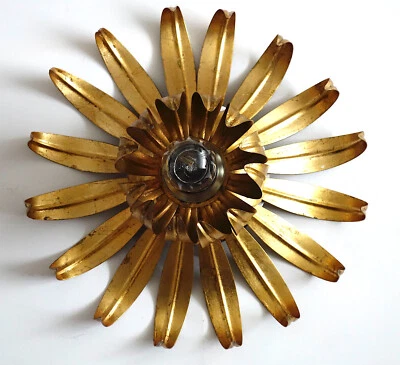 Wunderschöne Hollywood Regency Vergoldete Metall Kronleuchter, Lüster 1 Flammig - Bild 1 von 4