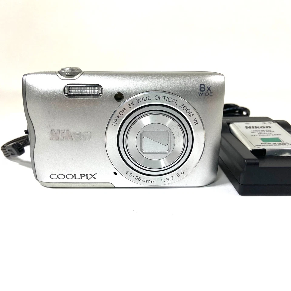 Nikon Coolpix A300 Silver 20.1 MP 8x Zoom Digital Camera from Japan [READ] #1682 - Image 1 of 4