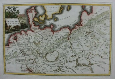 ANCIENT GERMANY, BALTIC, 'GERMANIA ANTIQUA' antique map, Cellarius, c.1770 - Image 1 of 4