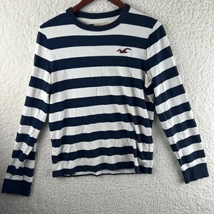 Hollister Shirt Jungen Gr. M dunkelblau/weiß gestreift Strick Langarm - Bild 1 von 8