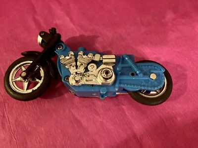 Motocicleta vintage azul 5” con moldura plateada y ruedas negras - dueño original Foto 1 de 4