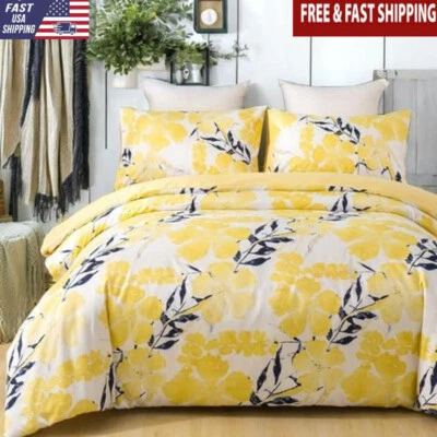 Watercolor Floral Duvet Cover Cal King Soft Microfiber Reversible Zipper Closure - Image 1 of 4