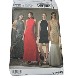 Simplicity 8330 Halter Formal Dress Back Variations Misses 12-20 Pattern UNCUT - Picture 1 of 3