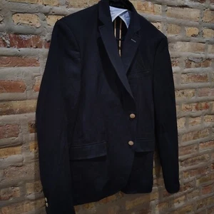 ZARA Man Men's 38R Black Blazer Gold Tone Buttons Classy Fit Party Work Weddings - Picture 1 of 7