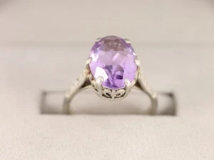 Amethyst Solitaire Ring Sterling Silver Ladies Stunning Size K 925 3g Ck89 - Picture 1 of 4