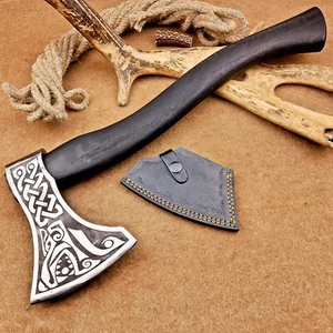 CUSTOM HAND FORGED Carbon Steel Viking VALHALLA Axe Tomahawk Throwing Axe IT-160 - Picture 1 of 15