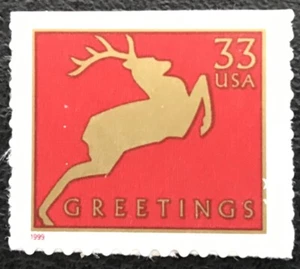 1999 Scott #3364, 33¢, CHRISTMAS DEER - Mint NH - Booklet Single Stamp - Picture 1 of 1