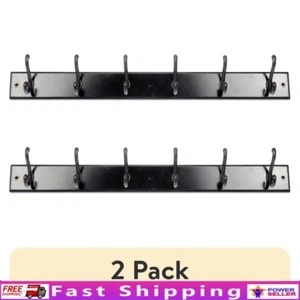 2 Pack Hook Board 6 Heavy Duty Hooks Wall Mount Storage Organizer Home Entryway - Picture 1 of 7