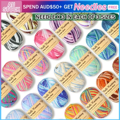 100g Multi Colour Malli Knitting Yarn Crochet 4/8ply Super Soft Fine Thread Ball - image 1 of 2