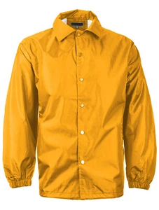 Men's Water Resistant Lightweight Button Up Windbreaker Drawstring Coach Jacket - Picture 1 of 22