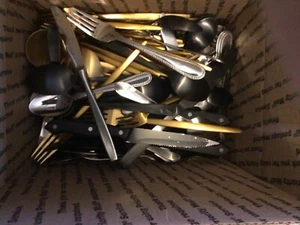 Flatware Silverware Stainless Lot Mixed Patterns Spoons Forks Art Crafts 11.5LB - Picture 1 of 2