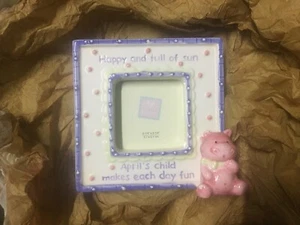 Vintage RUSS April's Child Ceramic Picture Frame 4.25x4 .25inches NOS - Picture 1 of 2