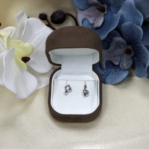 Earrings with Full Diamond Setting S925 Sterling Silver Round Opal Stud - Picture 1 of 10