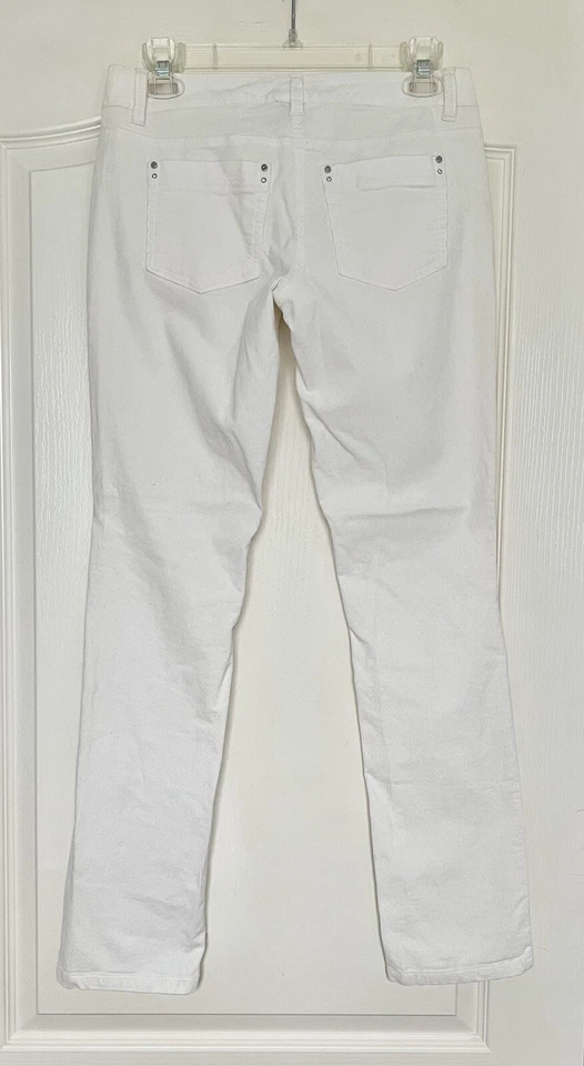 Calça WHBM White House Black Market veludo fino creme ecru perna fina 2R em excelente estado usado - Imagem 1 de 4