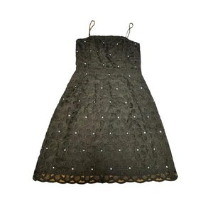 Lilly Pulitzer Bobbie Kleid Damen Größe 0 Schwarz Organza Blumen Ösen Strass - Bild 1 von 6
